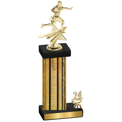 Accented Single Gold Glacier Year Flag Football Trophy