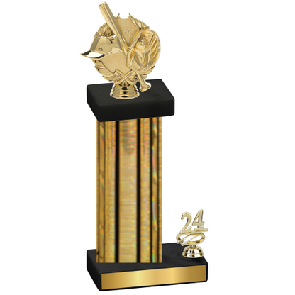 Accented Single Gold Glacier Year Baseball Trophy