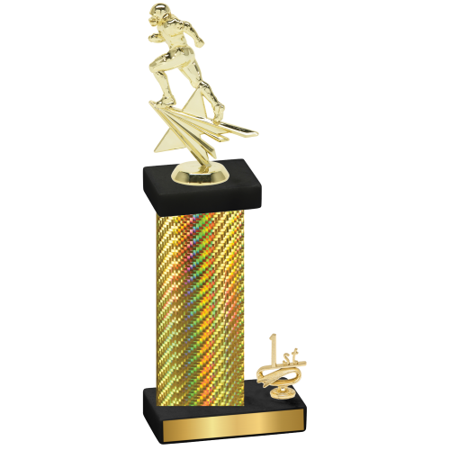 Accented Single Gold Carbon Fiber First Place Football Trophy