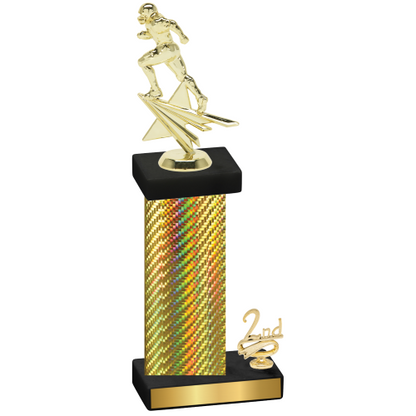 Accented Single Gold Carbon Fiber Second Place Football Trophy