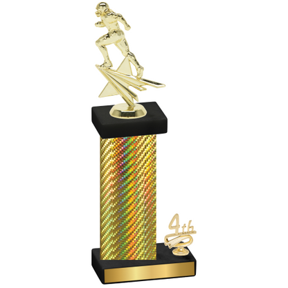 Accented Single Gold Carbon Fiber Fourth Place Football Trophy