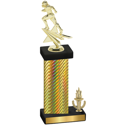 Accented Single Gold Carbon Fiber Victory Football Trophy