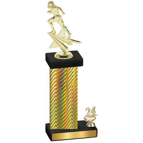 Accented Single Gold Carbon Fiber Year Football Trophy