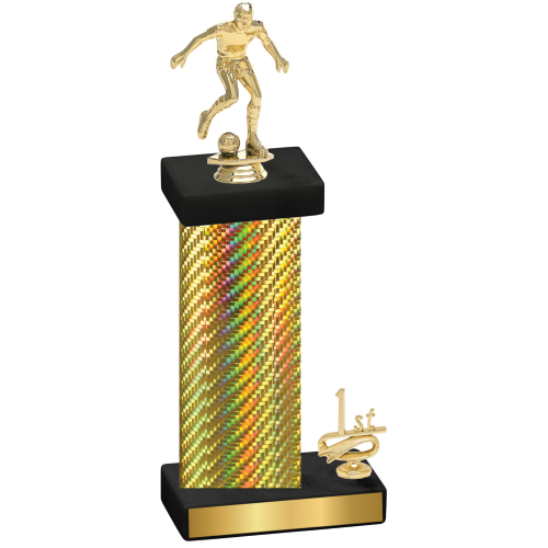 Accented Single Gold Carbon Fiber First Place Soccer Trophy