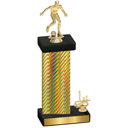 Accented Single Gold Carbon Fiber First Place Soccer Trophy