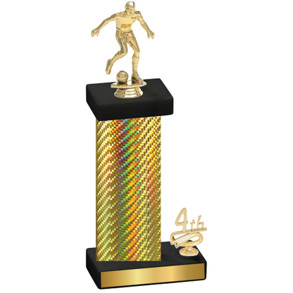 Accented Single Gold Carbon Fiber Fourth Place Soccer Trophy