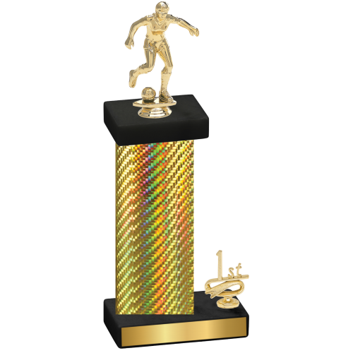 Accented Single Gold Carbon Fiber First Place Soccer Trophy