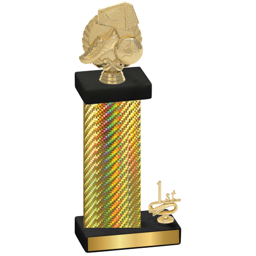 Accented Single Gold Carbon Fiber First Place Soccer Trophy