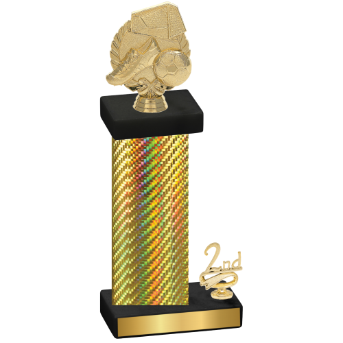 Accented Single Gold Carbon Fiber Second Place Soccer Trophy