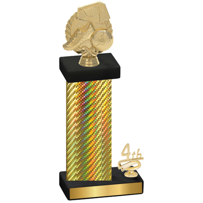 Accented Single Gold Carbon Fiber Fourth Place Soccer Trophy