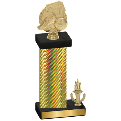 Accented Single Gold Carbon Fiber Victory Soccer Trophy