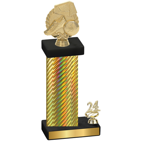 Accented Single Gold Carbon Fiber Year Soccer Trophy