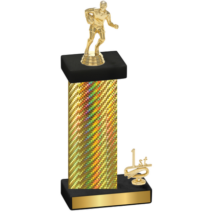 Accented Single Gold Carbon Fiber First Place Rugby Trophy