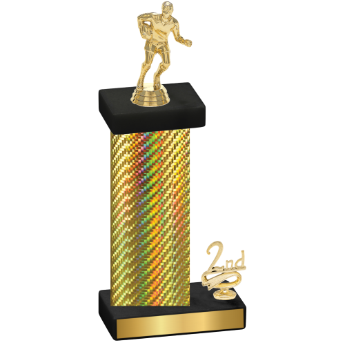 Accented Single Gold Carbon Fiber Second Place Rugby Trophy