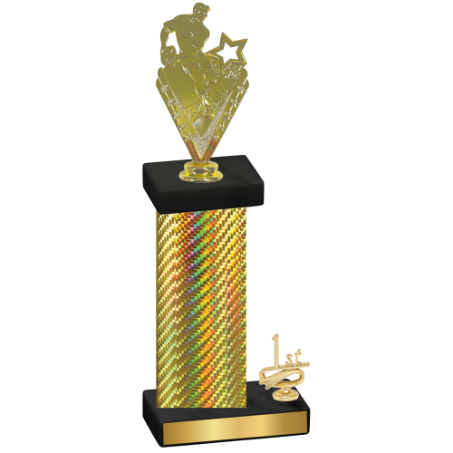 Accented Single Gold Carbon Fiber First Place Rugby Trophy