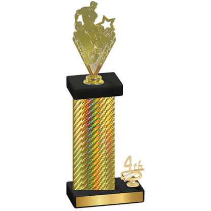Accented Single Gold Carbon Fiber Fourth Place Rugby Trophy