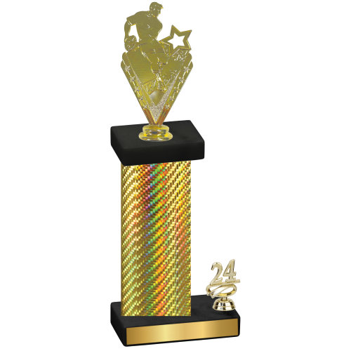 Accented Single Gold Carbon Fiber Year Rugby Trophy