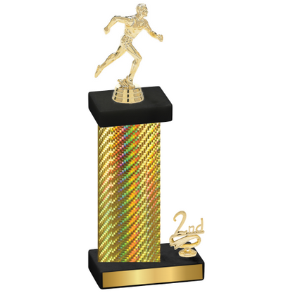 Accented Single Gold Carbon Fiber Second Place Running Trophy