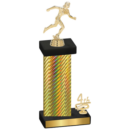 Accented Single Gold Carbon Fiber Fourth Place Running Trophy