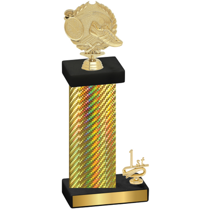 Accented Single Gold Carbon Fiber First Place Running Trophy