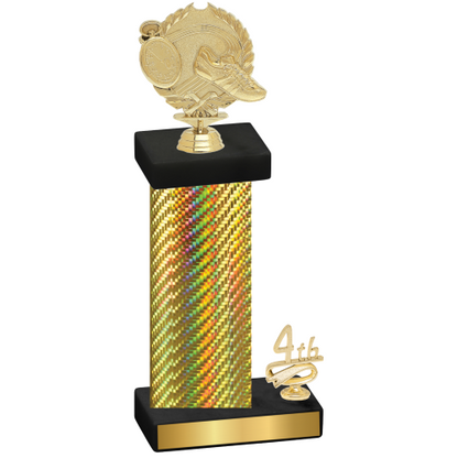 Accented Single Gold Carbon Fiber Fourth Place Running Trophy
