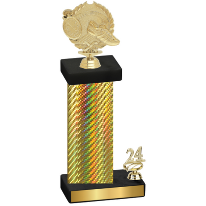 Accented Single Gold Carbon Fiber Year Running Trophy