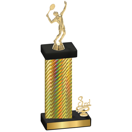 Accented Single Gold Carbon Fiber Third Place Tennis Trophy