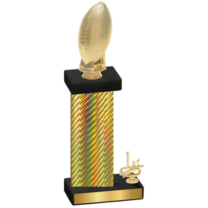 Accented Single Gold Carbon Fiber First Place Football Trophy