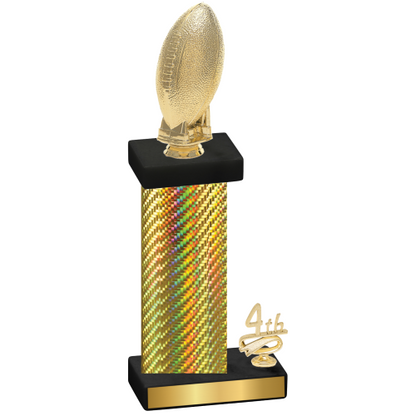 Accented Single Gold Carbon Fiber Fourth Place Football Trophy