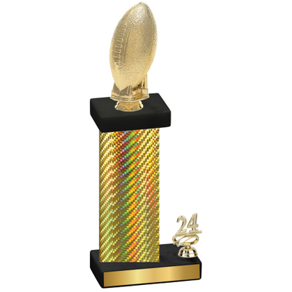 Accented Single Gold Carbon Fiber Year Football Trophy