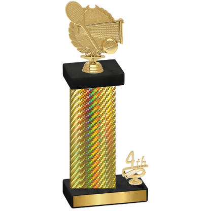 Accented Single Gold Carbon Fiber Fourth Place Tennis Trophy