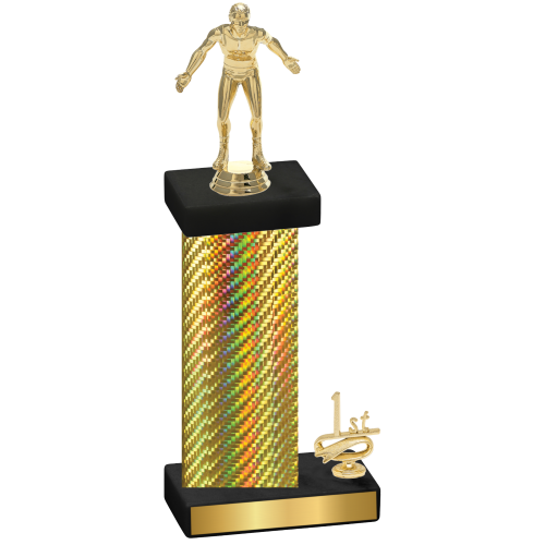 Accented Single Gold Carbon Fiber First Place Wrestling Trophy