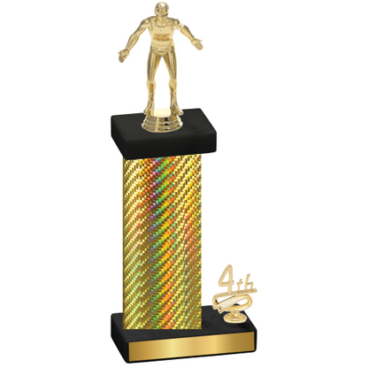 Accented Single Gold Carbon Fiber Fourth Place Wrestling Trophy