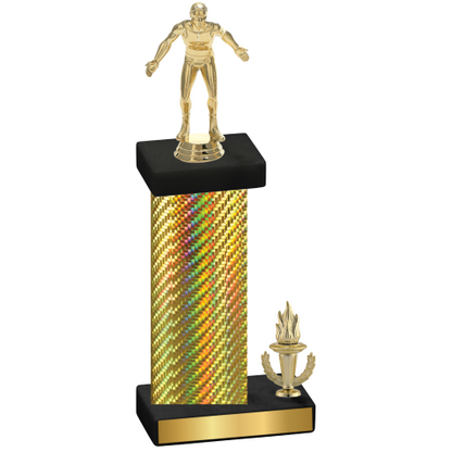 Accented Single Gold Carbon Fiber Victory Wrestling Trophy