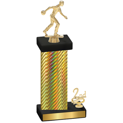 Accented Single Gold Carbon Fiber Second Place Bowling Trophy