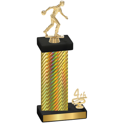 Accented Single Gold Carbon Fiber Fourth Place Bowling Trophy