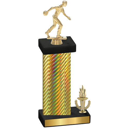 Accented Single Gold Carbon Fiber Victory Bowling Trophy