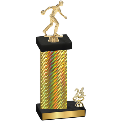 Accented Single Gold Carbon Fiber Year Bowling Trophy