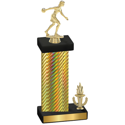 Accented Single Gold Carbon Fiber Victory Bowling Trophy