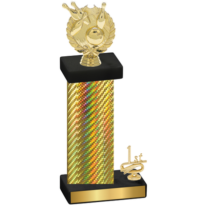 Accented Single Gold Carbon Fiber First Place Bowling Trophy