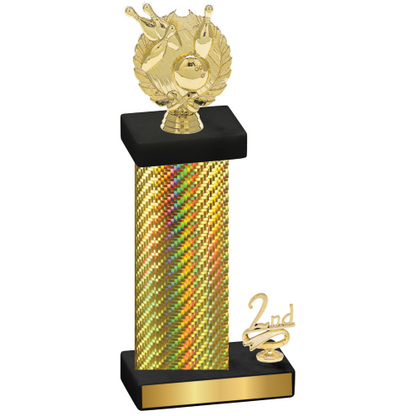 Accented Single Gold Carbon Fiber Second Place Bowling Trophy