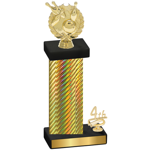 Accented Single Gold Carbon Fiber Fourth Place Bowling Trophy