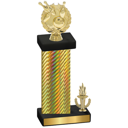 Accented Single Gold Carbon Fiber Victory Bowling Trophy