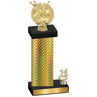 Accented Single Gold Carbon Fiber Year Bowling Trophy