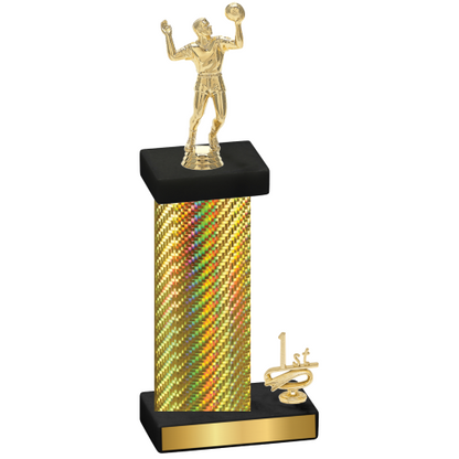 Accented Single Gold Carbon Fiber First Place Volleyball Trophy