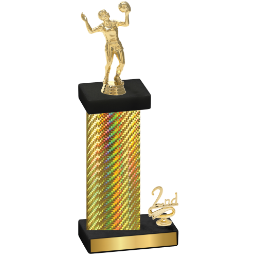 Accented Single Gold Carbon Fiber Second Place Volleyball Trophy