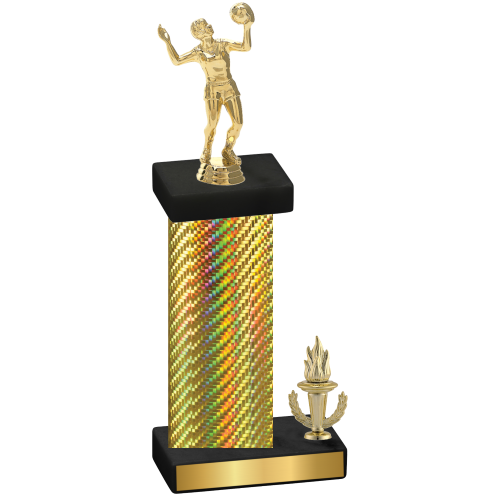 Accented Single Gold Carbon Fiber Victory Volleyball Trophy