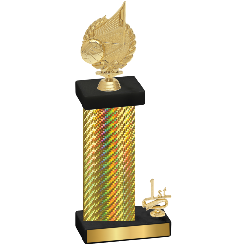 Accented Single Gold Carbon Fiber First Place Volleyball Trophy