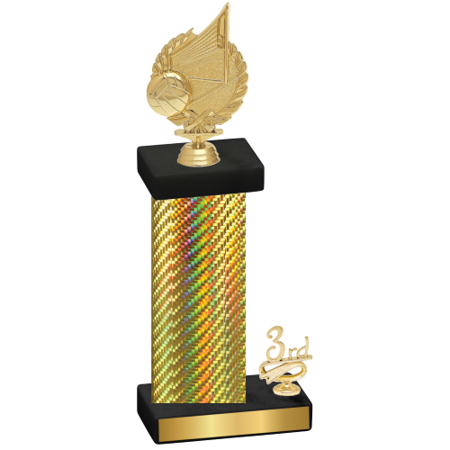 Accented Single Gold Carbon Fiber Third Place Volleyball Trophy