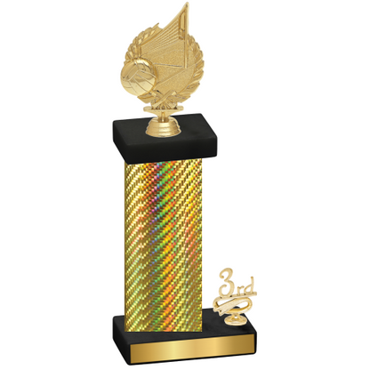 Accented Single Gold Carbon Fiber Third Place Volleyball Trophy
